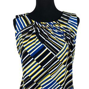 Calvin Klein Sleeveless Bold Stripes/Geometric Print Blouse Size Large Petite